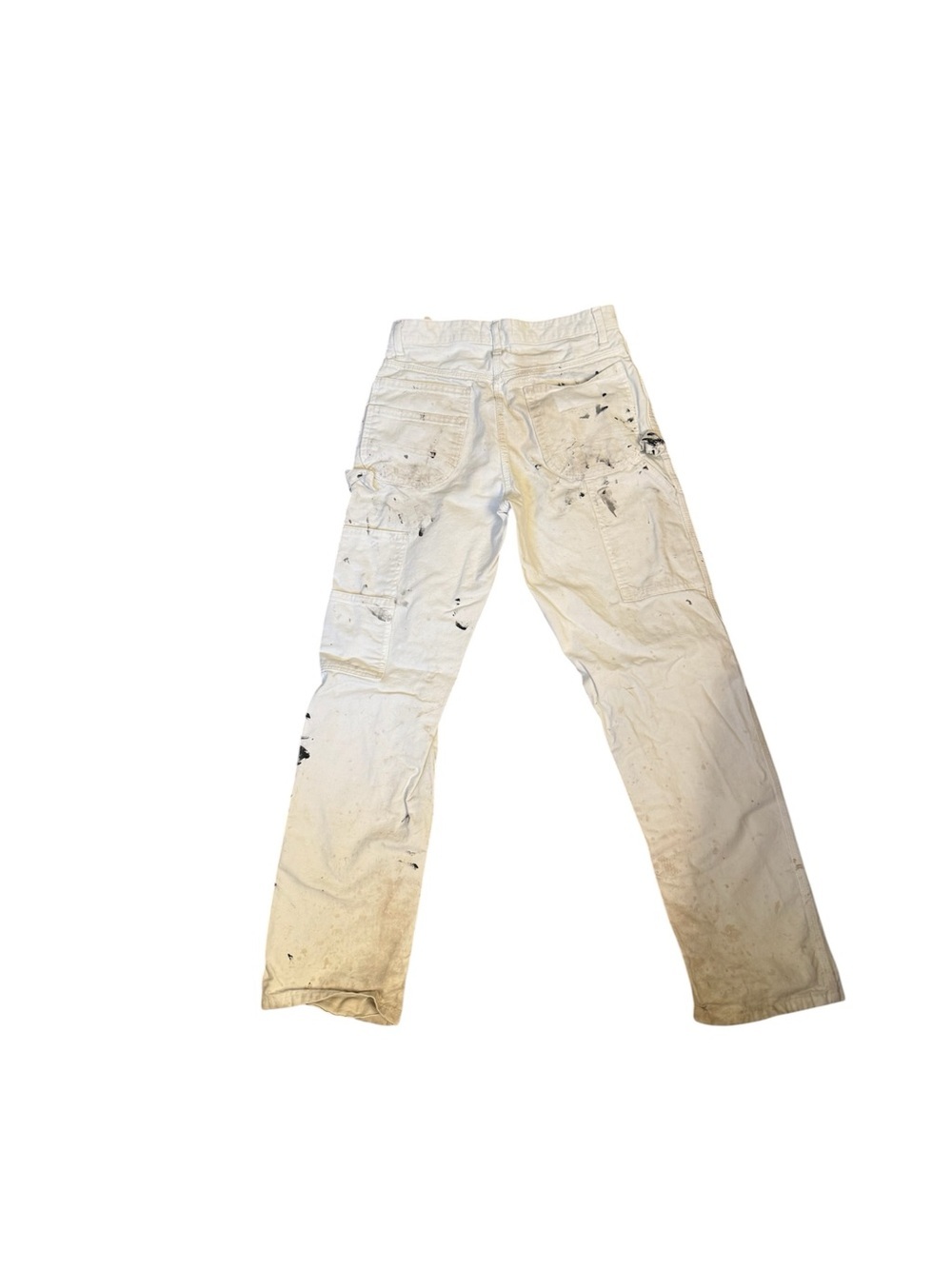 White Painter Carpenter Style Work Pants with Paint Splatter - Picture 8 of 9